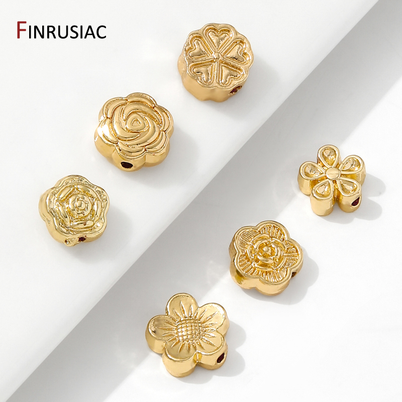 Flower Supply - 14K 금도금 황동 꽃 스페이서 비즈,