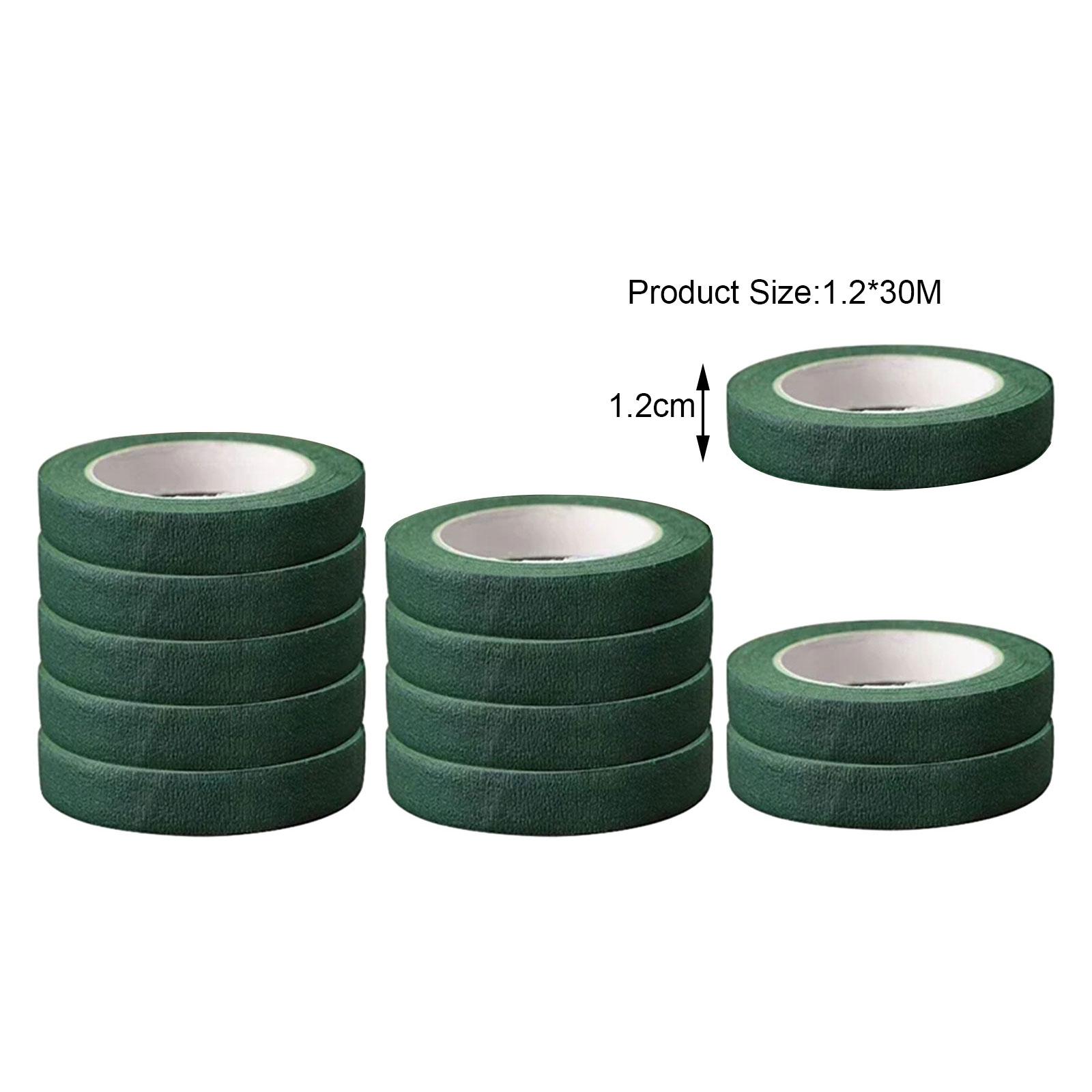 Floral Tape Green - 12롤 꽃무늬 테이프, 짙은 녹색 꽃무늬