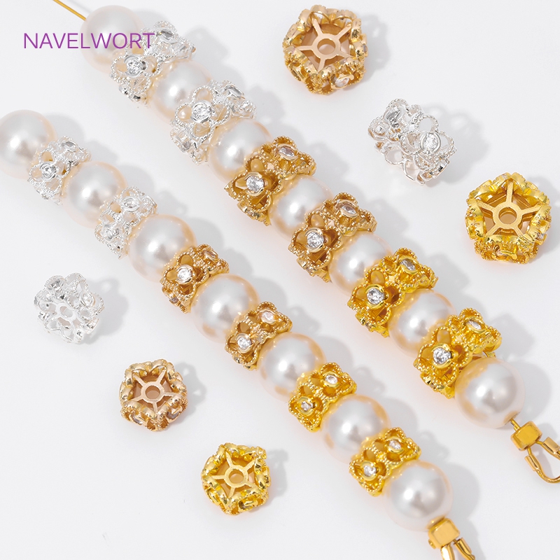 Flower Supply - 8/10MM 비즈 분리기 18K 금도금 꽃