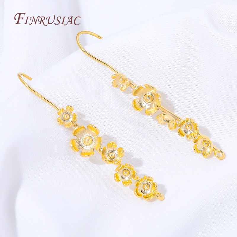 Flower Supply - 18K 금도금 꽃 귀걸이 고리, 빈티지