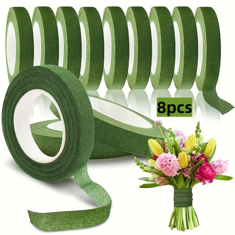 Floral Tape Green - 1. 8개입 녹색 자가 접착 꽃무늬