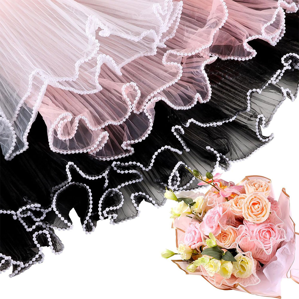 Florist Flower Supply - 28cmX3.8Yds 꽃 포장지 진주 웨이브 원사
