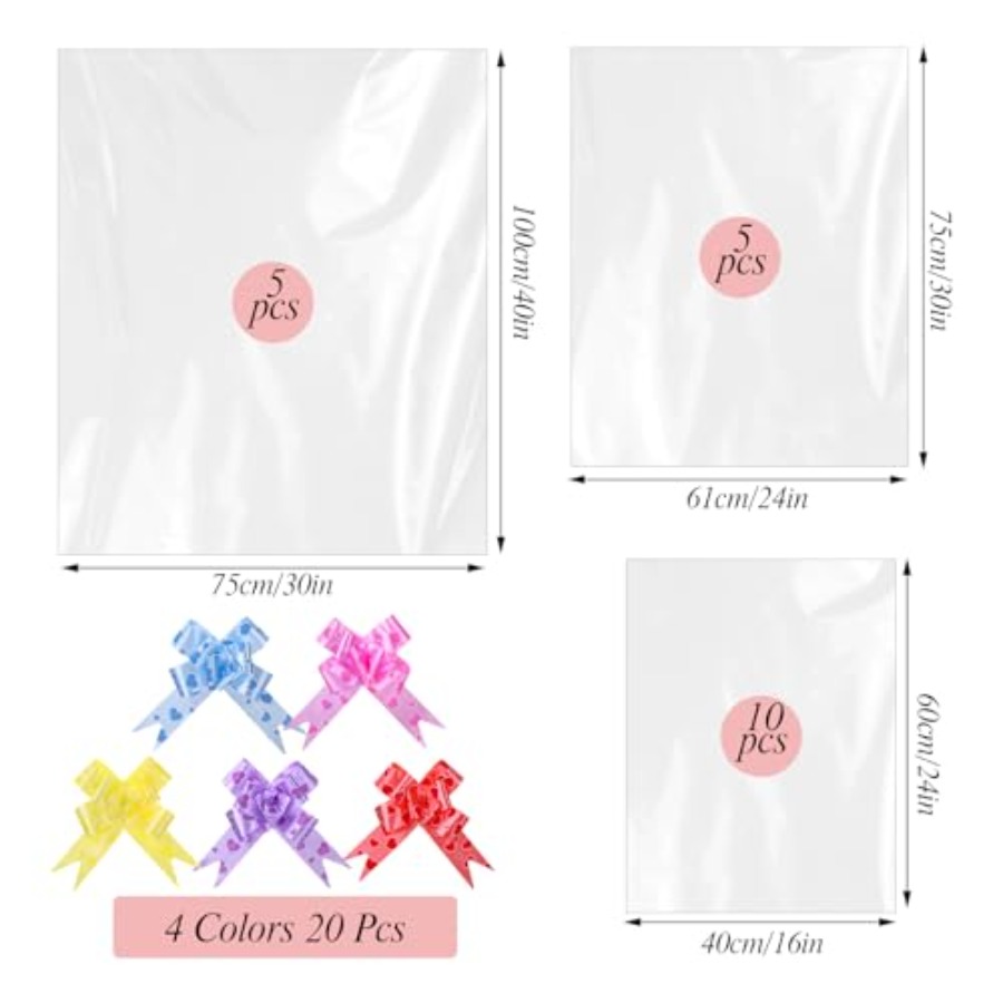 20개 대형 셀로판 봉투 3가지 사이즈 (30x40,  - Cellophane Wrap Clear 리뷰 및 가격