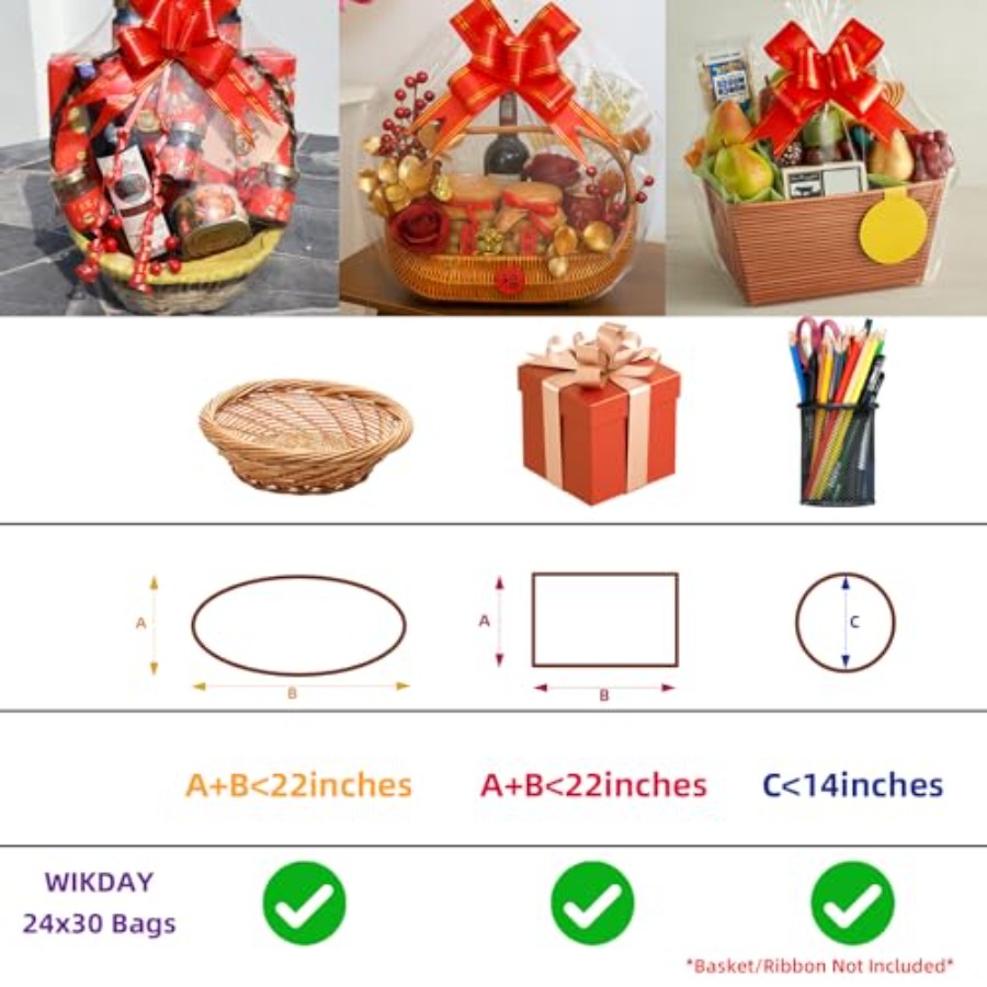 선물 바구니용 수축 포장 백 10개 24x30인치 대형 - Cellophane Wrap Clear 리뷰 및 가격