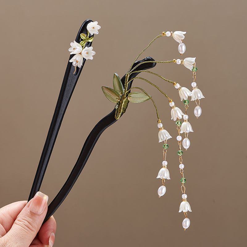 은방울꽃 헤어 스틱 레트로 나무 꽃 태슬 머리핀 중국  - Florist Supplies 리뷰 및 가격