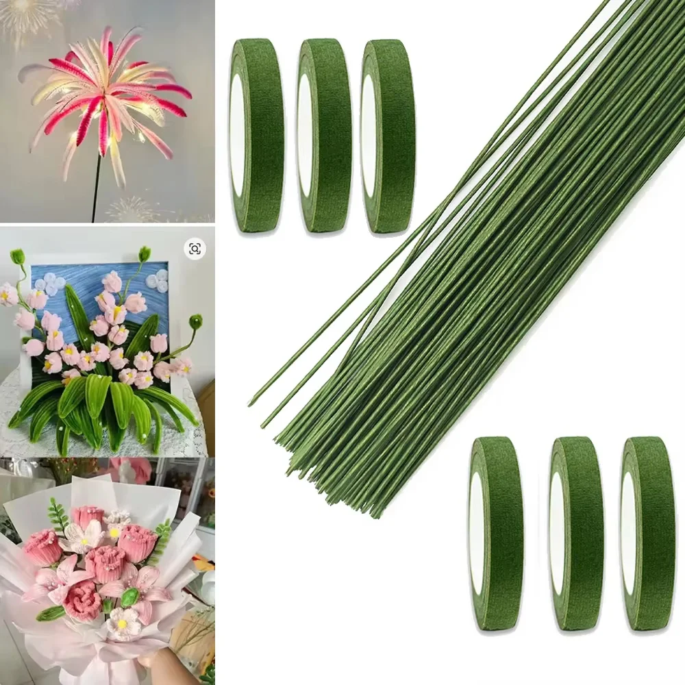 녹색 꽃 줄기 스틱 DIY 꽃 재료 수제 와이어 줄기  - Floral Tape Green 리뷰 및 가격