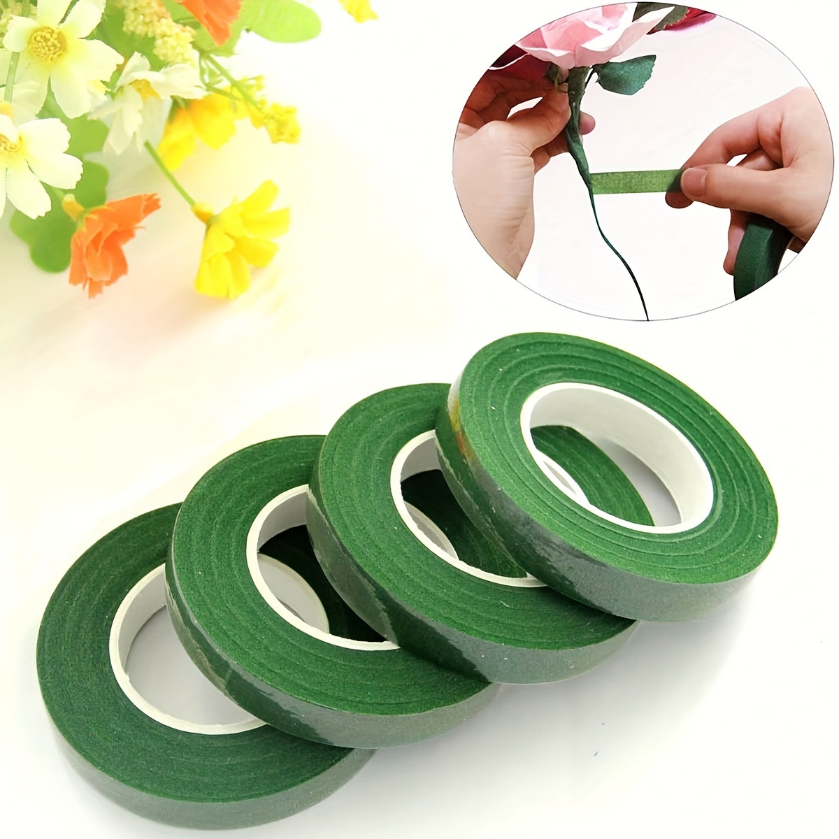 꽃무늬 녹색 종이 테이프, DIY 수제 꽃 테이프, 자 - Floral Tape Green 리뷰 및 가격