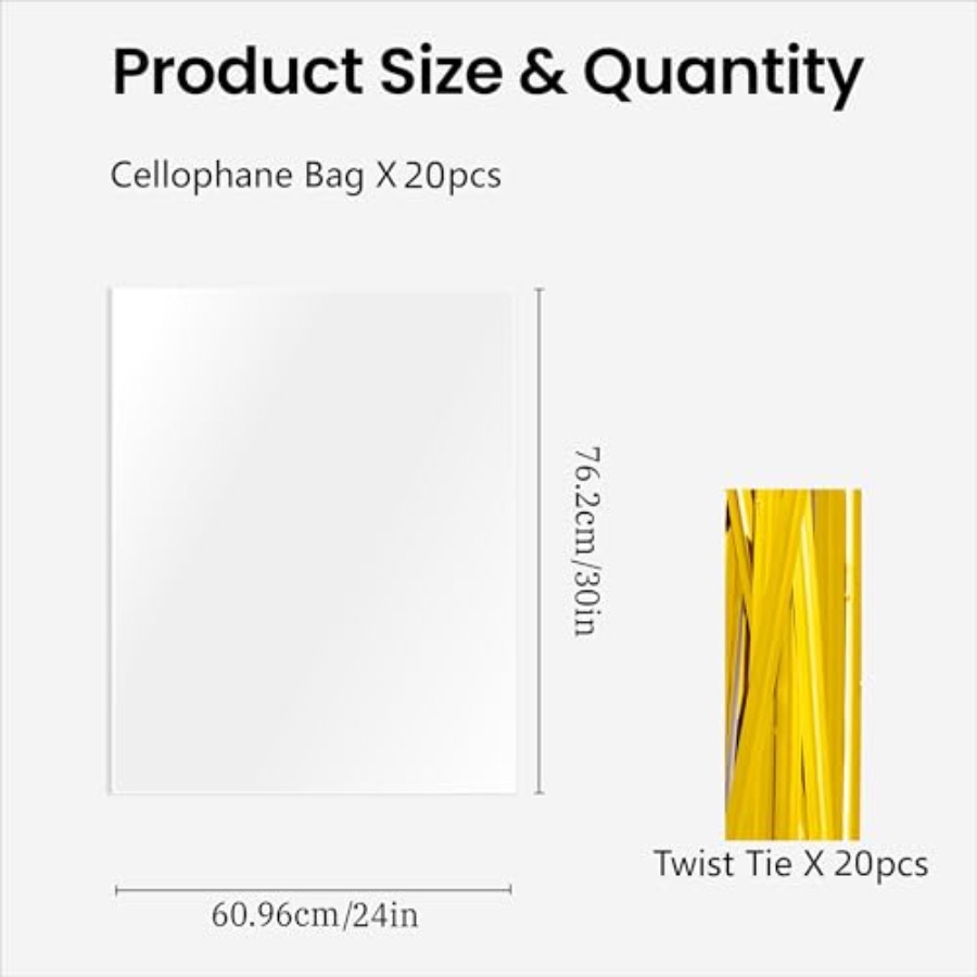 20개 투명 셀로판 가방, 24x30인치 대형 투명 바 - Cellophane Wrap Clear 리뷰 및 가격