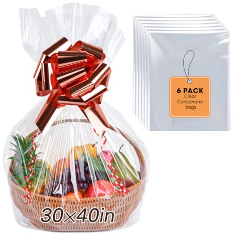 6개입 특대형 셀로판 봉투, 30x40인치 선물 바구니 - Cellophane Wrap Clear 리뷰 및 가격